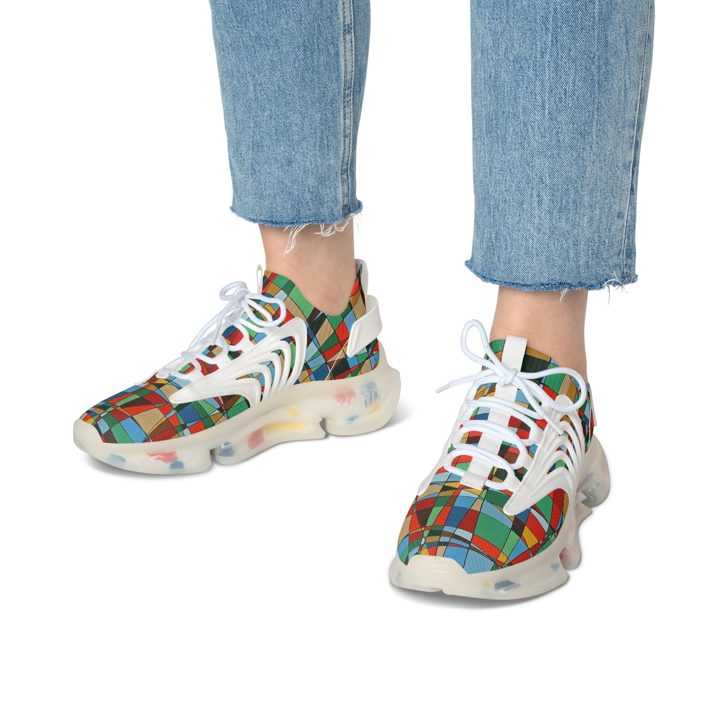 POINCIANA bloom mesh sneakers — a geometric floral spring design by Dean Crozier