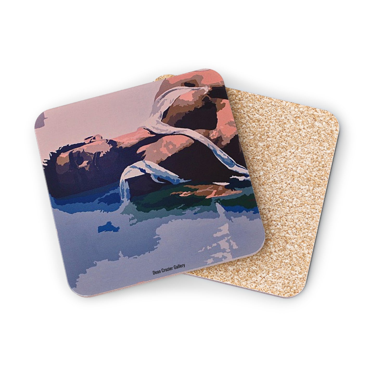 REPOSE SWEAT artistic portrait coasters — An exhausted young man in torn T‑shirt  on these perfect coasters for a relaxed gathering.