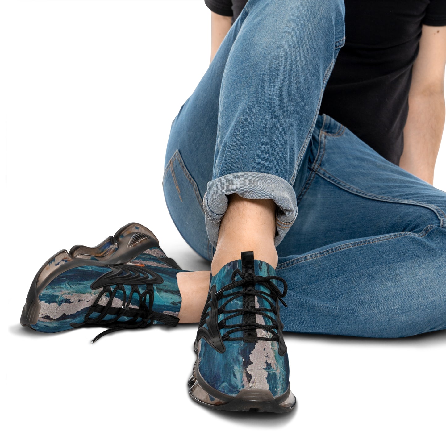 SILVER STREAK a blue & silver abstract mesh sneakers — electric streaks blend with this statement men's sneaker.