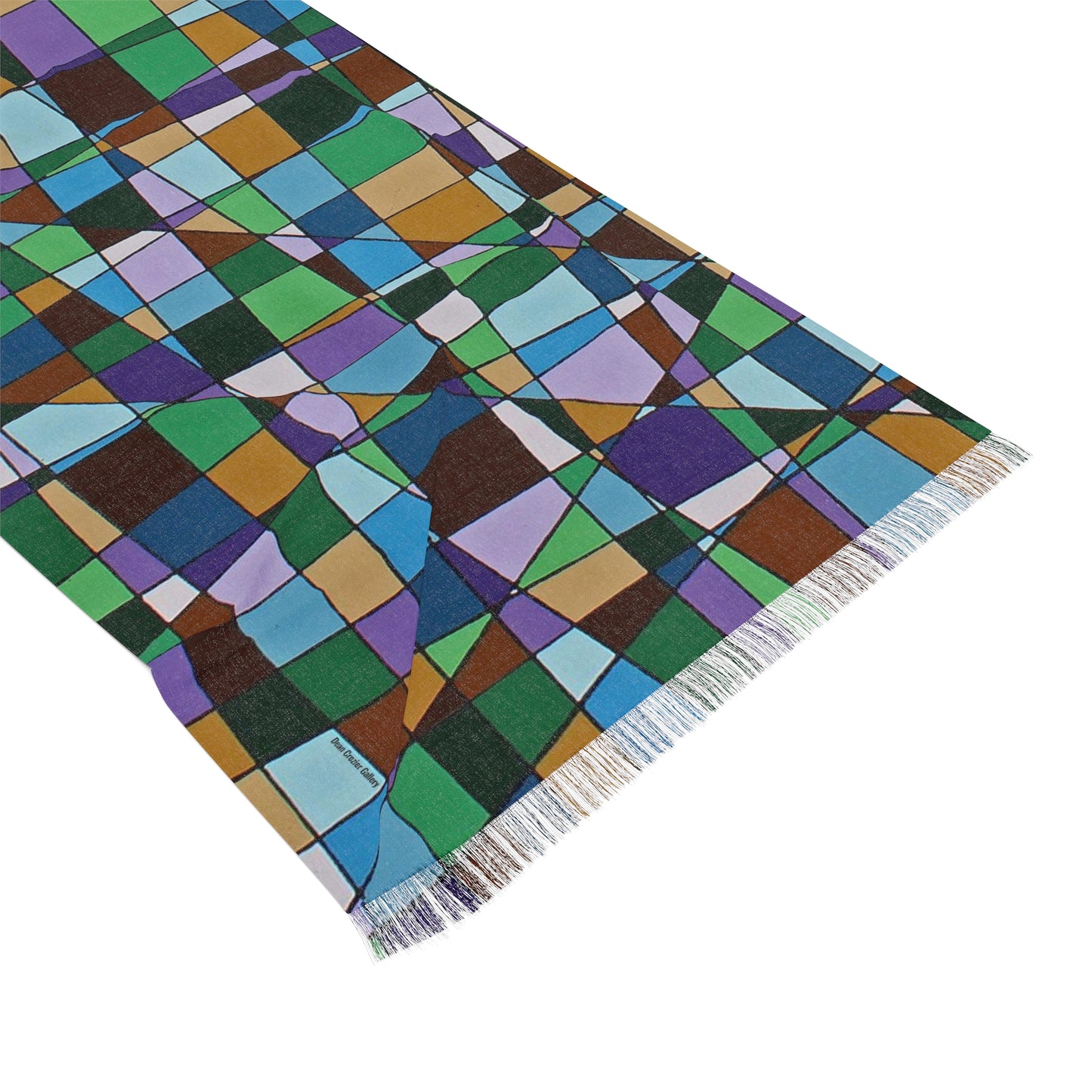 JACARANDA floral scarf — an abstract geometric spring tree detail from the artwork of Dean Crozier
