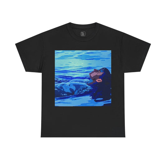 REPOSE - WATER this T-shirt features a male figure floats on a pool of cool water in this abstract portrait from the Dean Crozier Gallery.