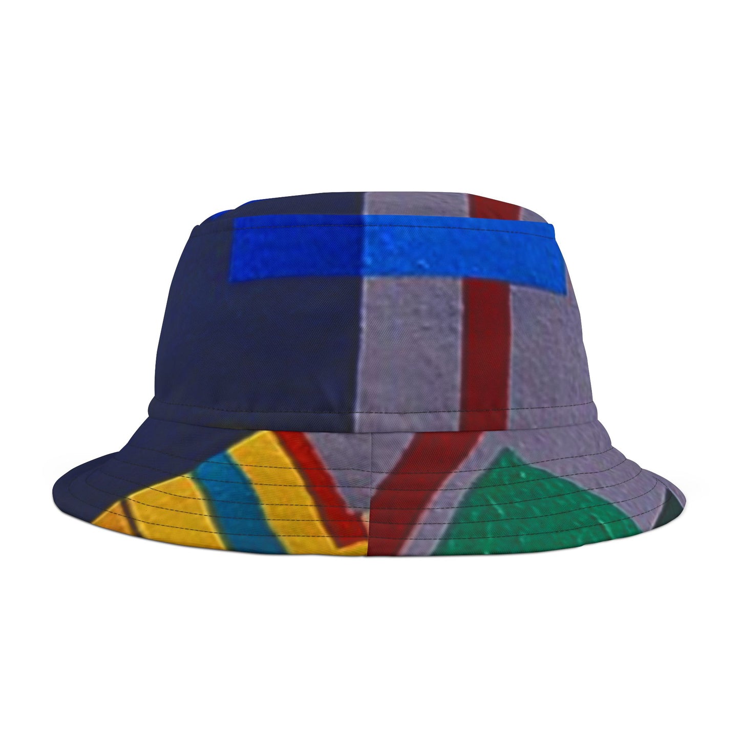 Abstract Colour block Bucket Hat — Bold Geometric Streetwear by artist Dean Crozier