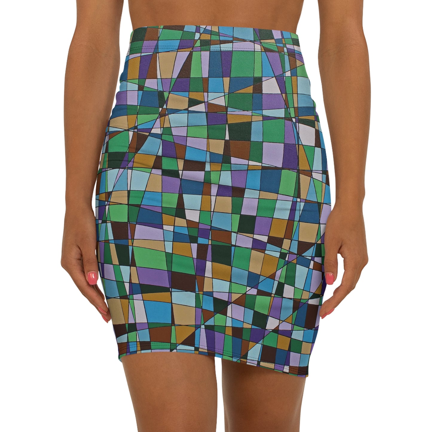 JACARANDA bloom geometric Pencil Skirt — a geometric floral spring print by abstract artist Dean Crozier