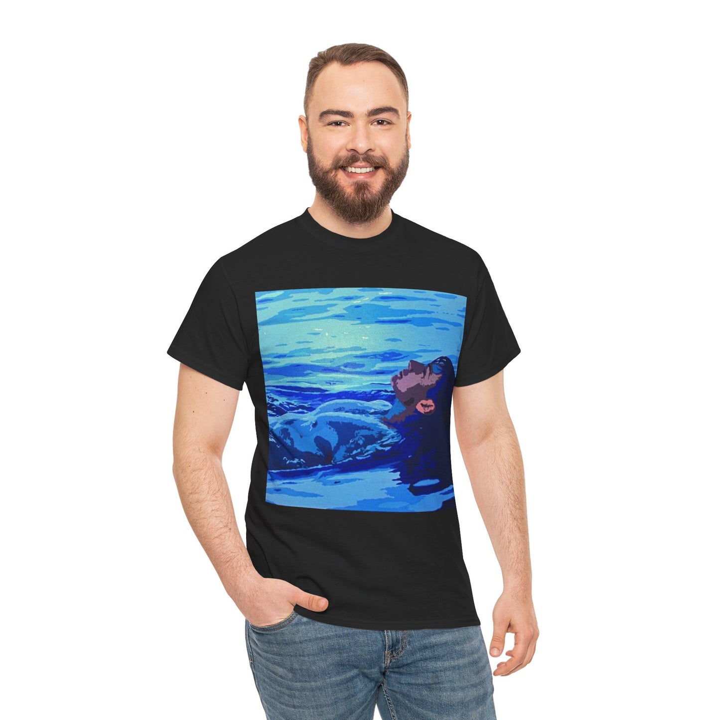 REPOSE - WATER this T-shirt features a male figure floats on a pool of cool water in this abstract portrait from the Dean Crozier Gallery.