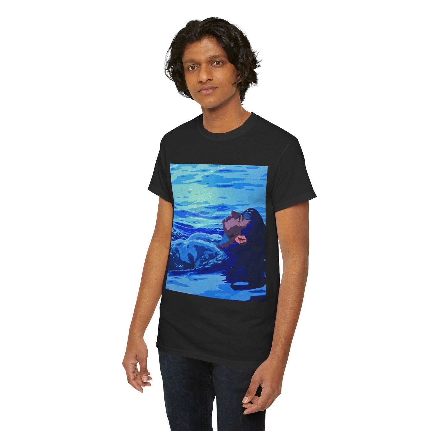 REPOSE - WATER this T-shirt features a male figure floats on a pool of cool water in this abstract portrait from the Dean Crozier Gallery.