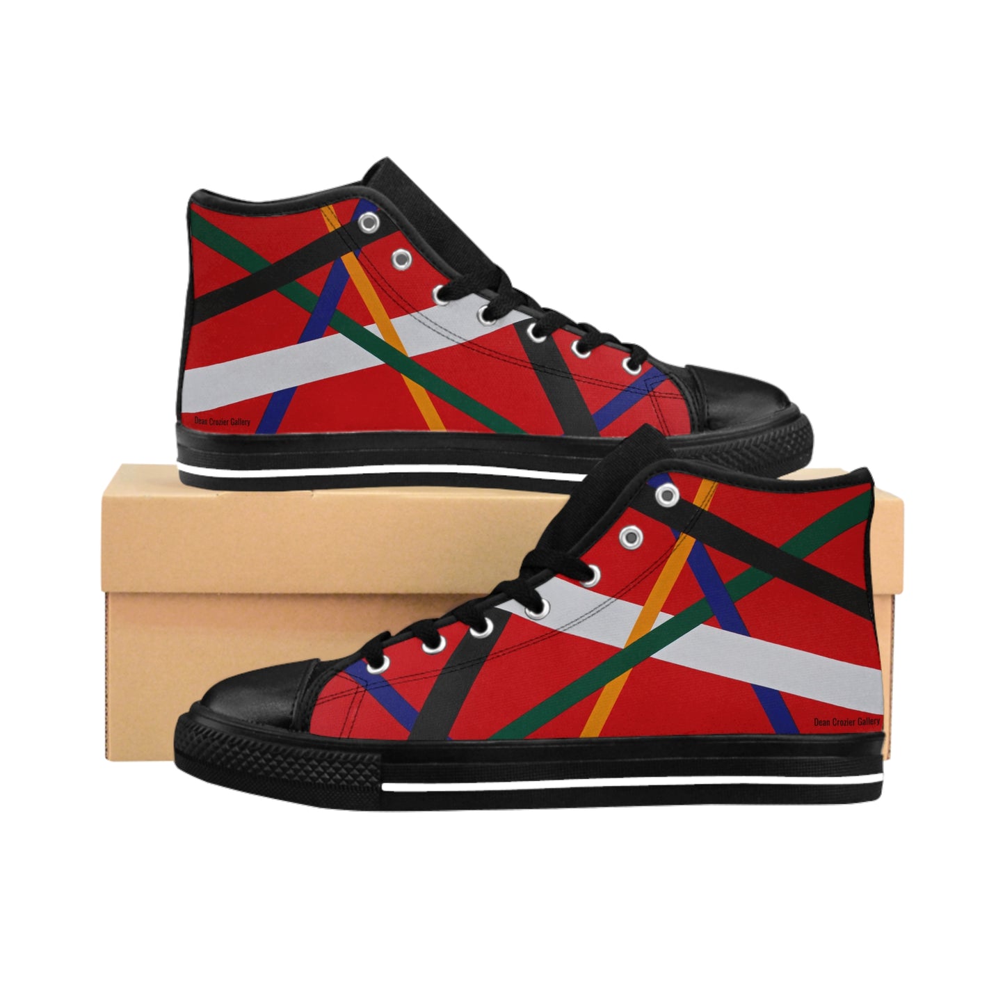 Men's Classic Sneakers — a bold geometric image from the painting RED by Dean Crozier