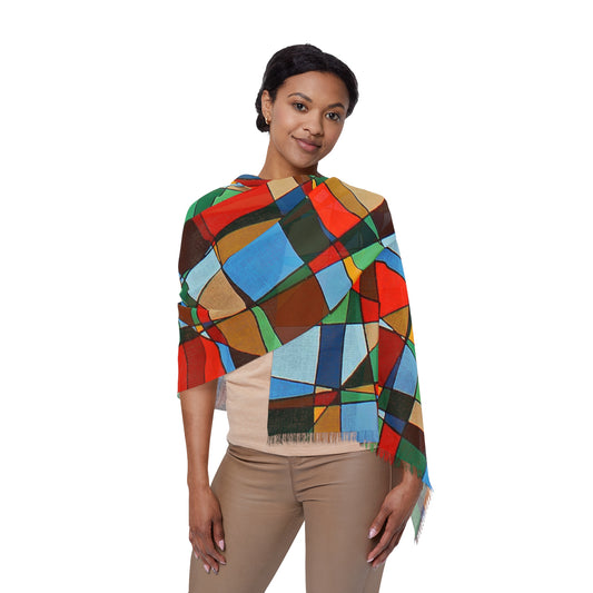 POINCIANA floral scarf —a geometric canopy art scarf depicting the artwork of Dean Crozier