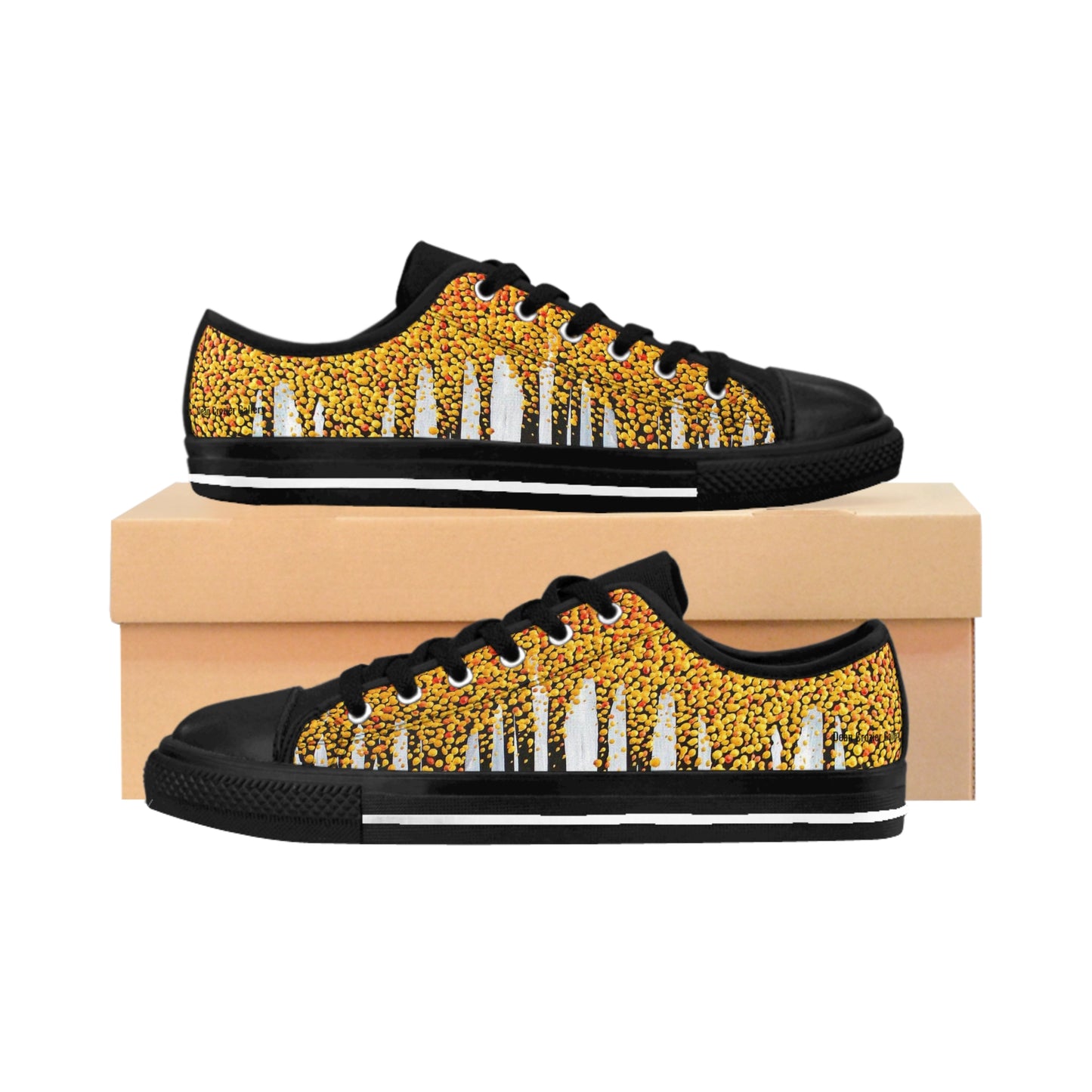 Golden leaves falling women's sneakers - casual sneakers featuring a detail from the artwork ABSCISSION