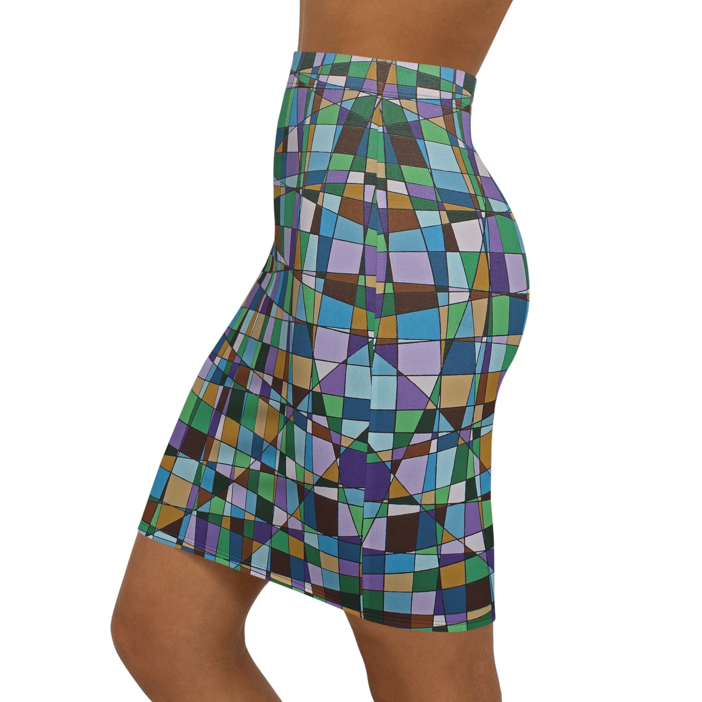 JACARANDA bloom geometric Pencil Skirt — a geometric floral spring print by abstract artist Dean Crozier