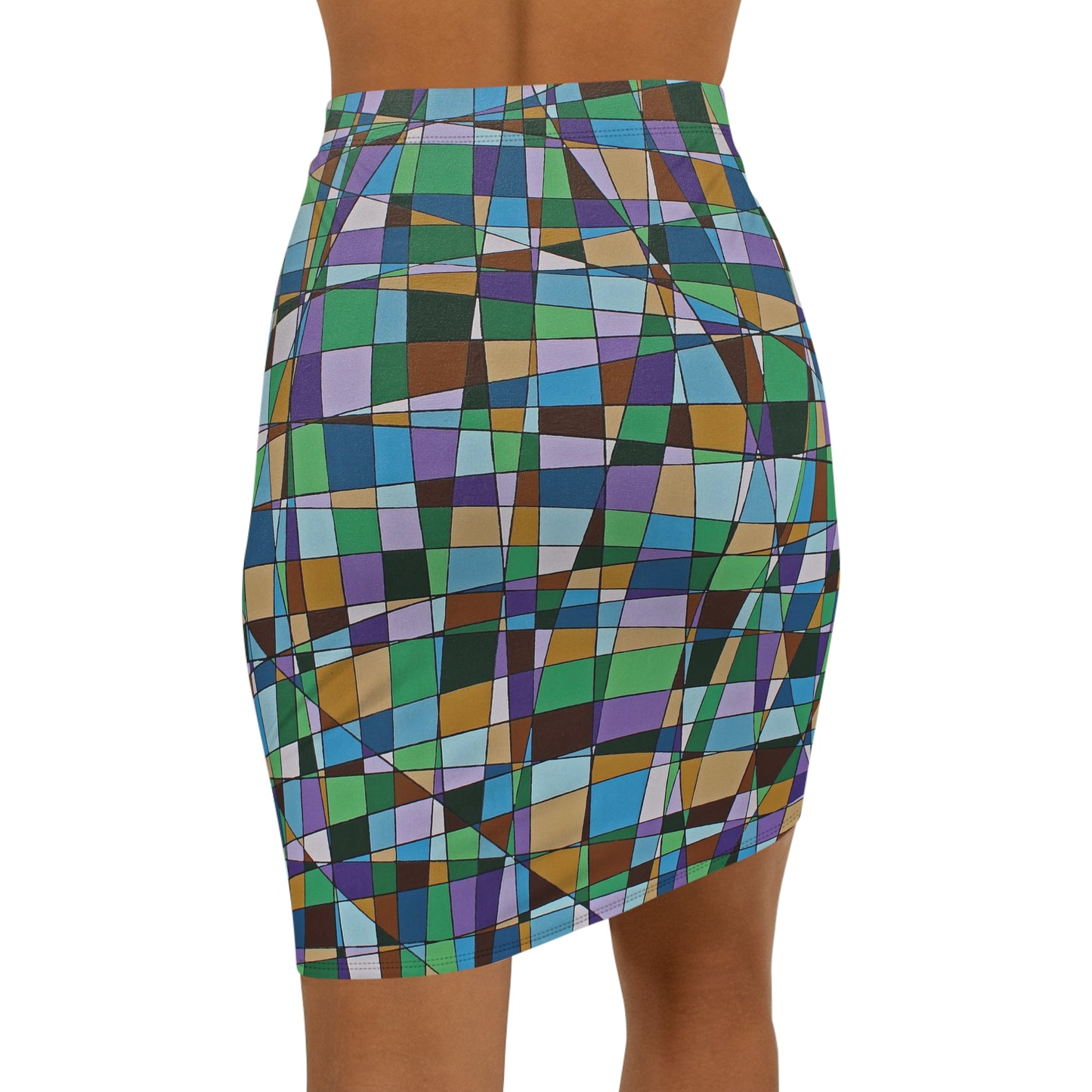 JACARANDA bloom geometric Pencil Skirt — a geometric floral spring print by abstract artist Dean Crozier