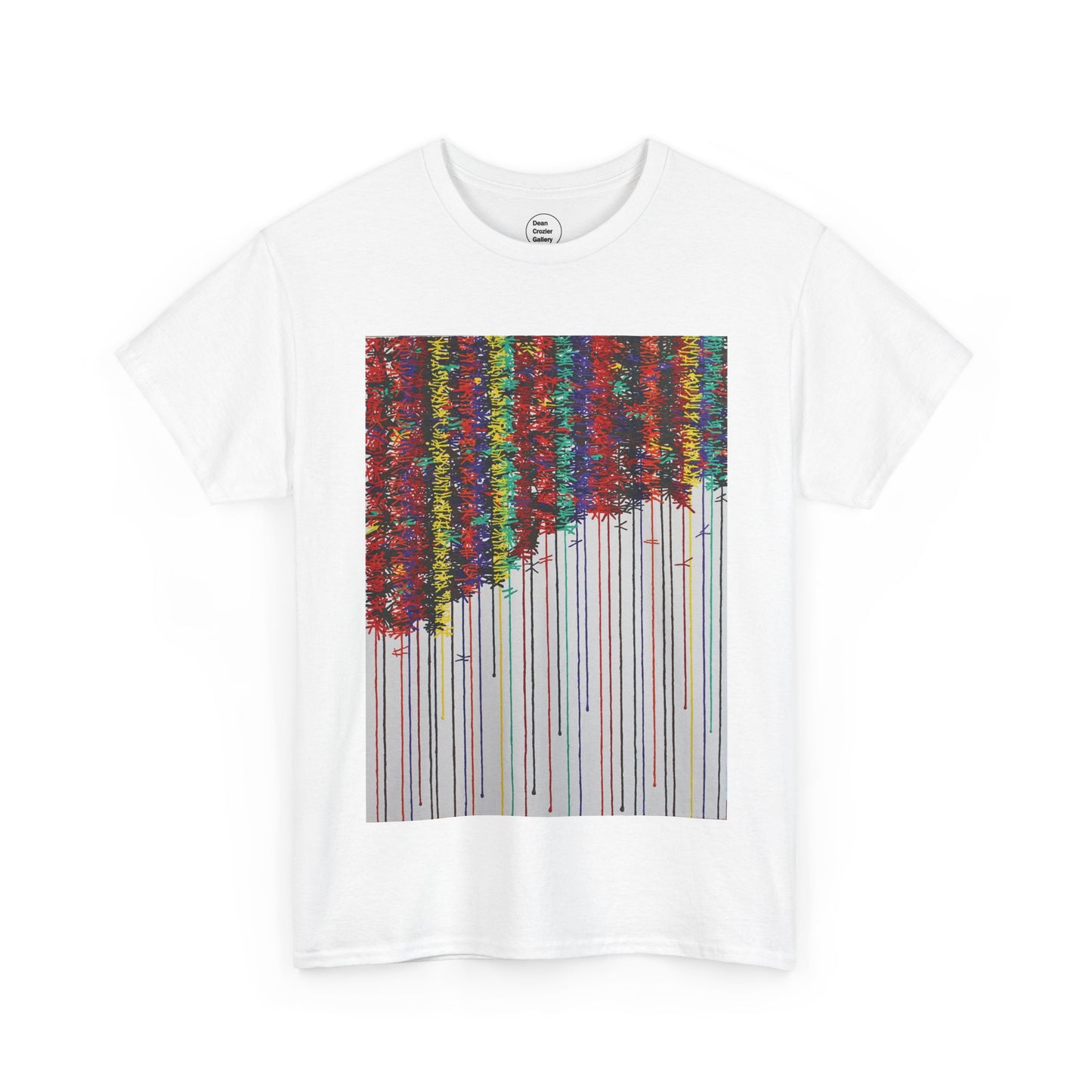 KNOT is an exploration of the bonds that tie a friendship together over time. Painted in bold strong colours that drip down the canvas on this joyful art T-shirt.