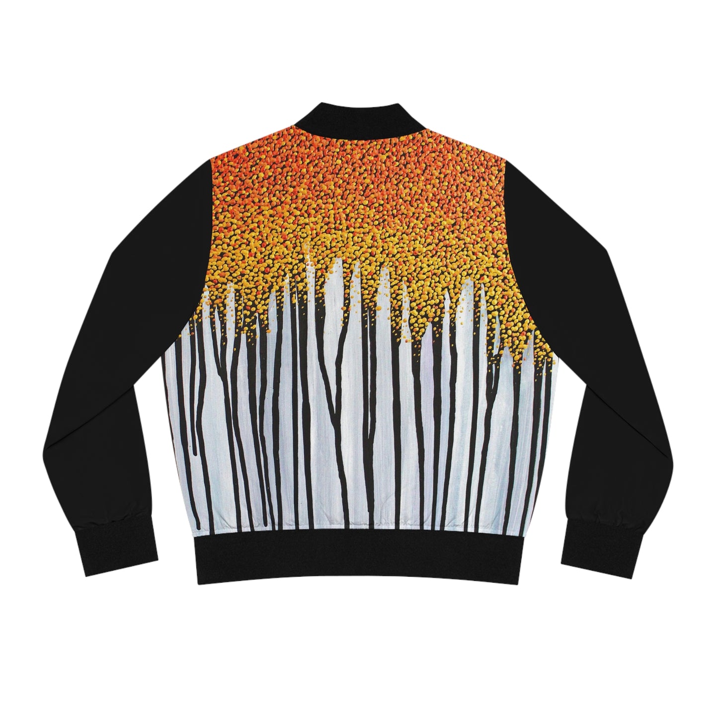 Golden Leaves Women's Bomber Jacket — Gold Copper leaves gently fall from the autumn tree in this abstract painting from Dean Crozier