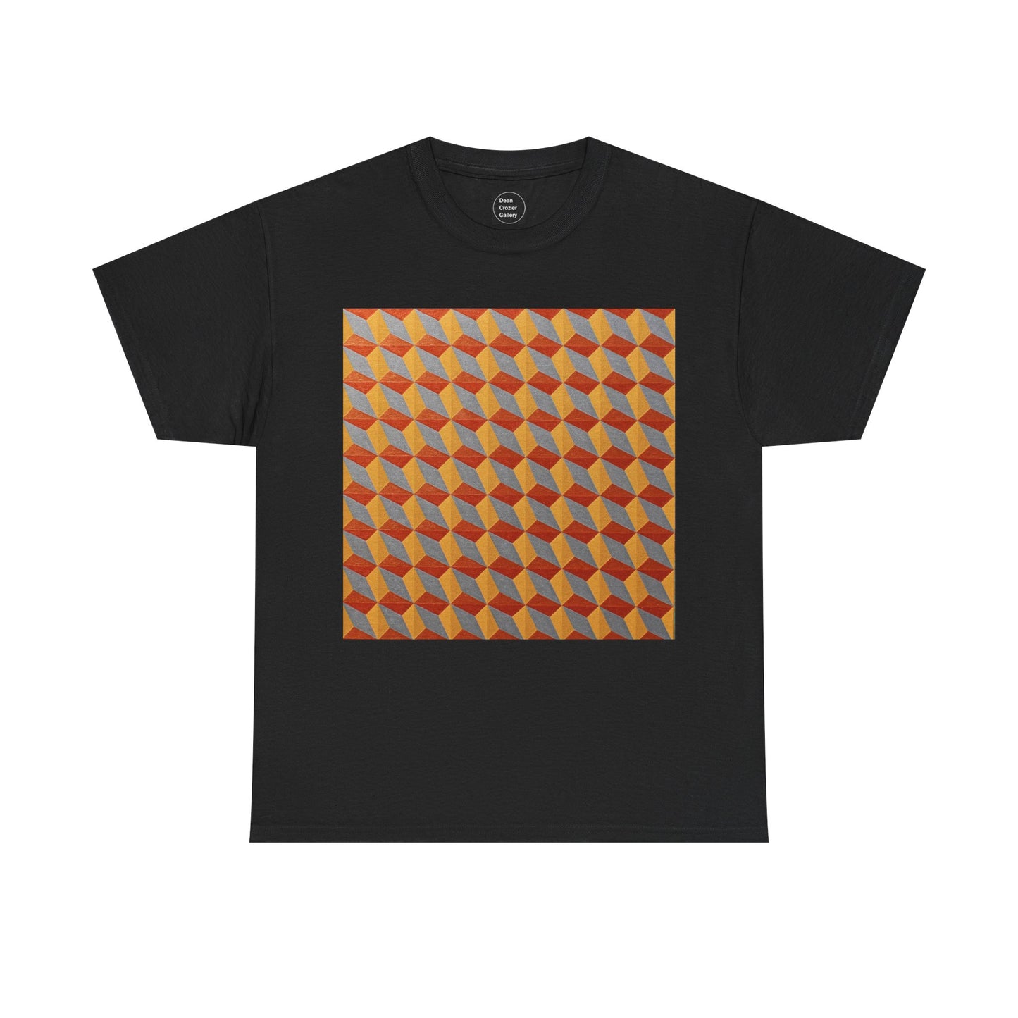 OPTICS 2 repetitive cubes rise or fall in this optical artwork on this art t-shirt.