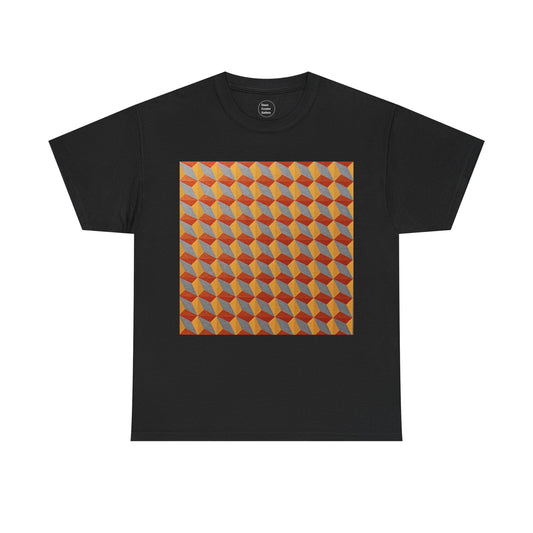 OPTICS 2 repetitive cubes rise or fall in this optical artwork on this art t-shirt.