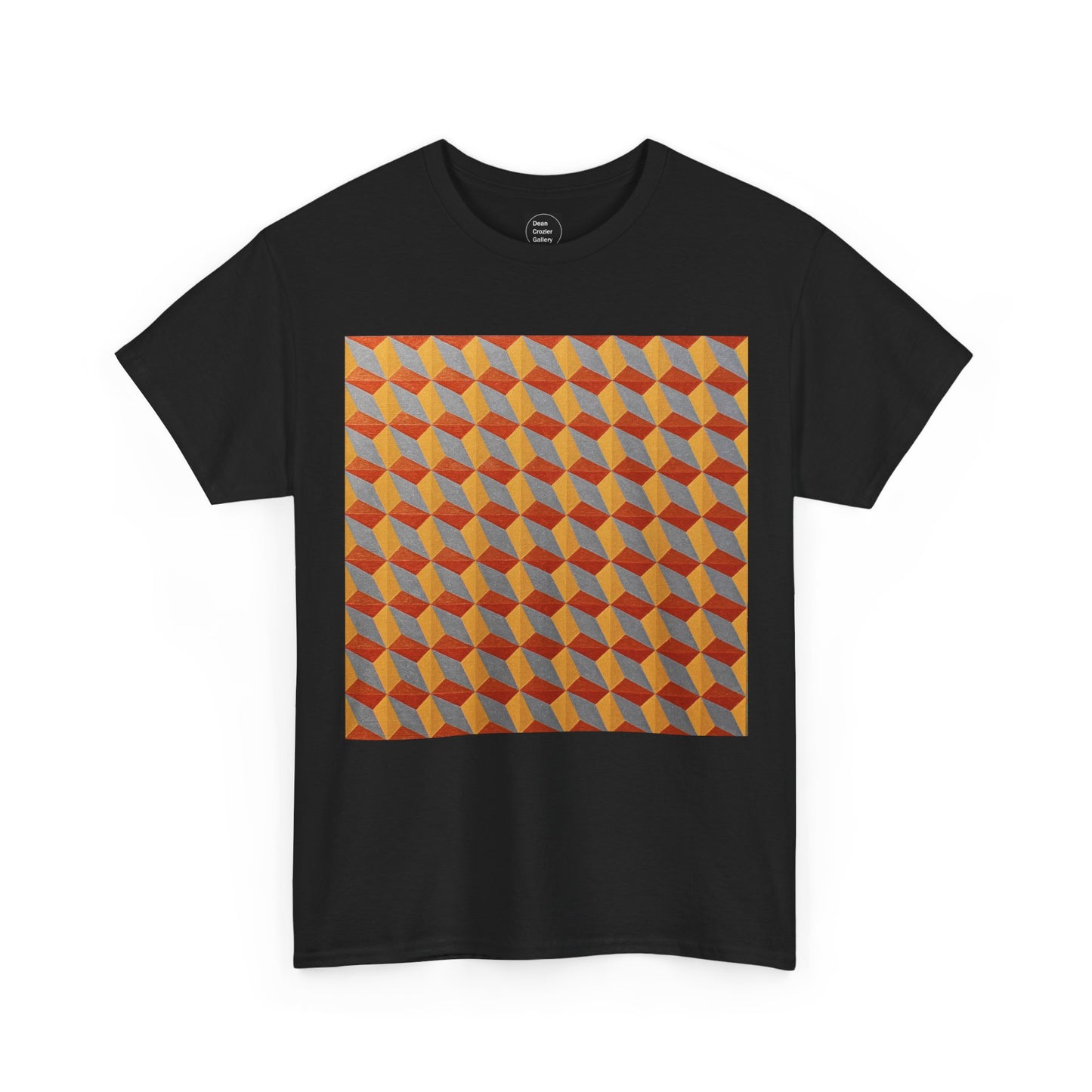 OPTICS 2 repetitive cubes rise or fall in this optical artwork on this art t-shirt.