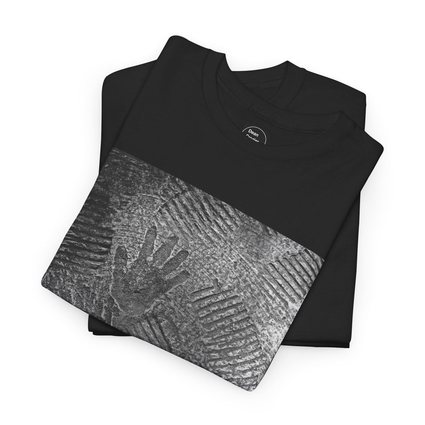 FOOTPATH is a photograph of footprints and hands placed into a wet cement footpath. creating a moment of modern life on this art T-shirt.