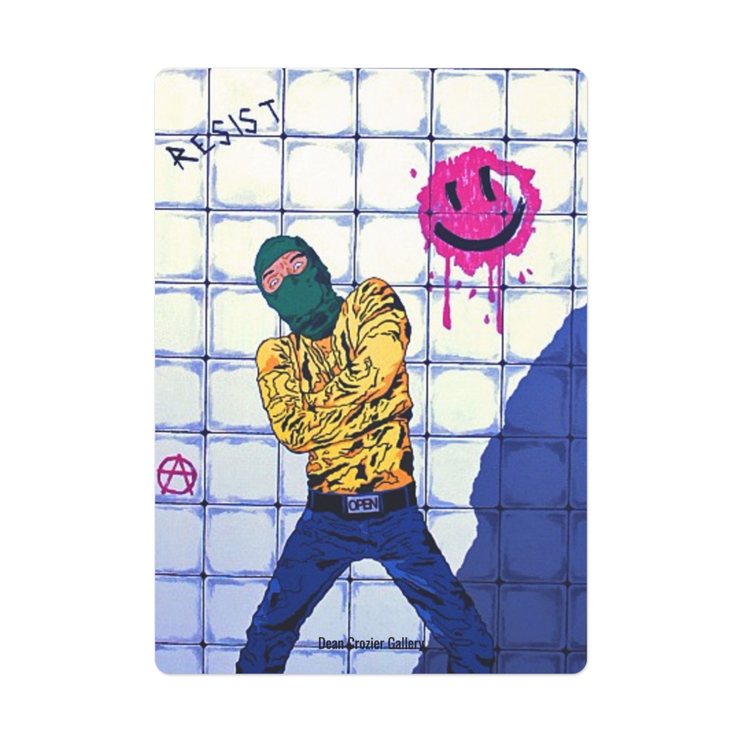 HAPPY PLACE  Comic Art Playing Cards — a bright punk stranger in straitjacket dances in a padded cell by artist Dean Crozier