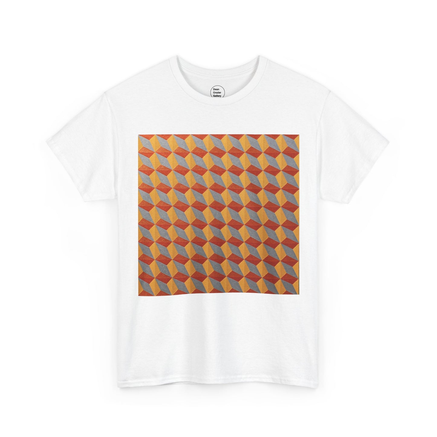 OPTICS 2 repetitive cubes rise or fall in this optical artwork on this art t-shirt.