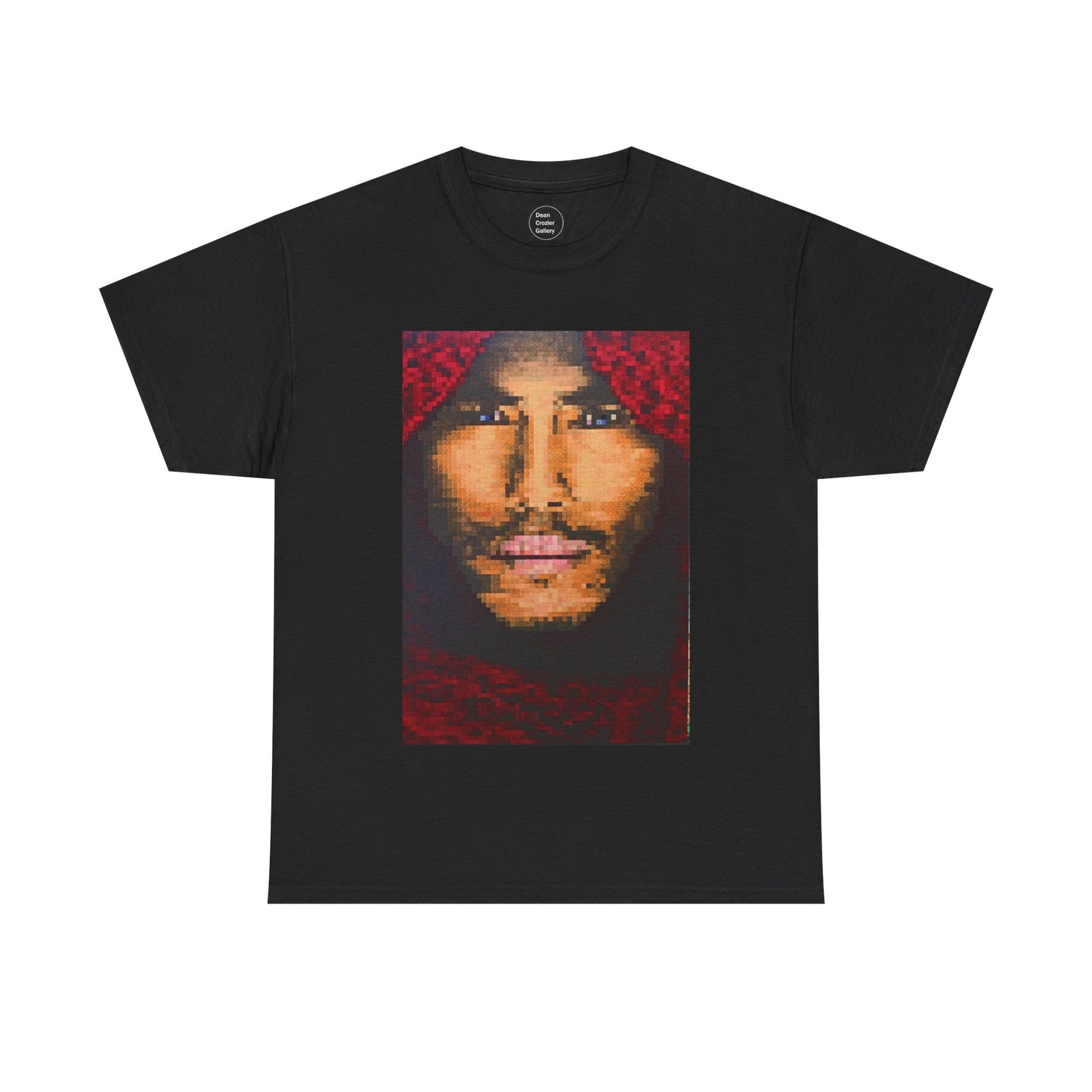 BOY IN A RED SCARF is a beautiful image created by individually coloured squares revealing a hauntingly beautiful face on this rt T-shirt.