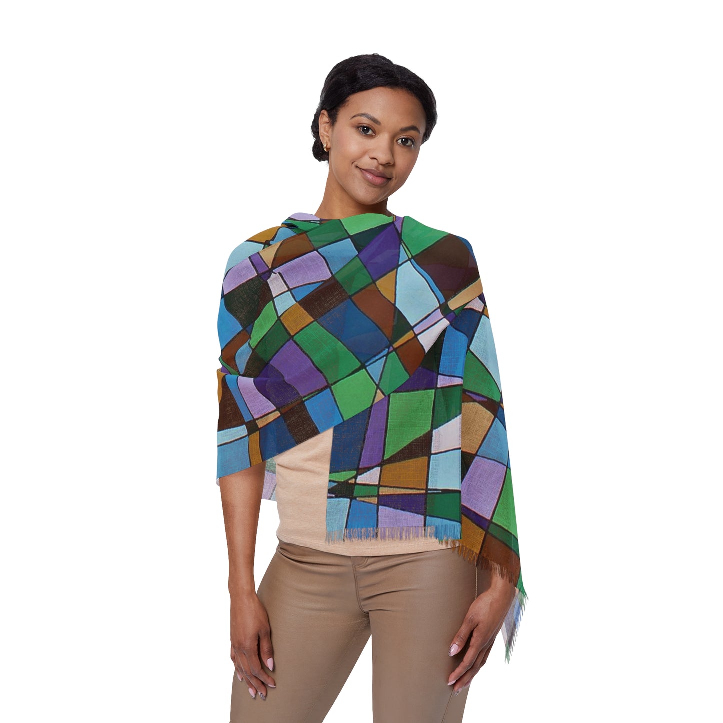 JACARANDA floral scarf — an abstract geometric spring tree detail from the artwork of Dean Crozier