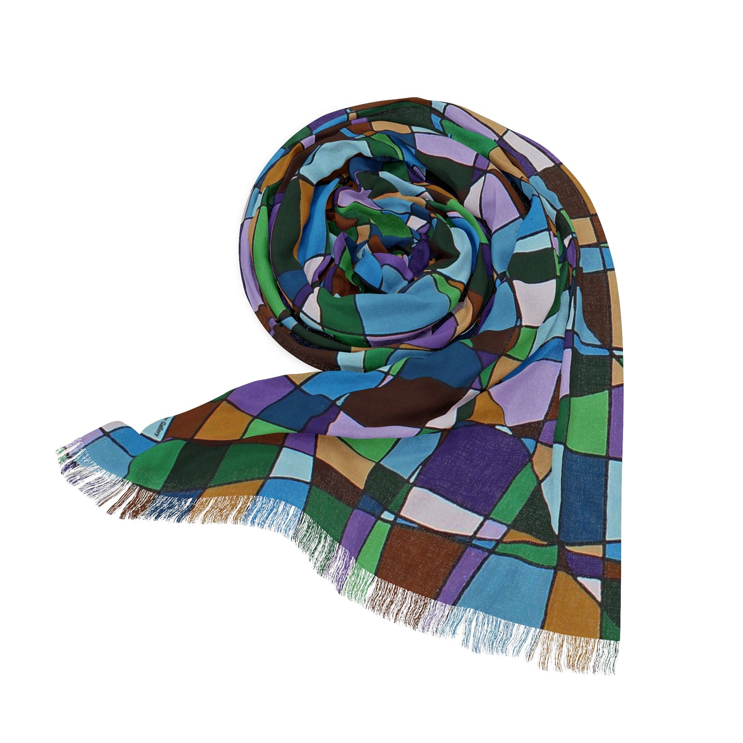 JACARANDA floral scarf — an abstract geometric spring tree detail from the artwork of Dean Crozier