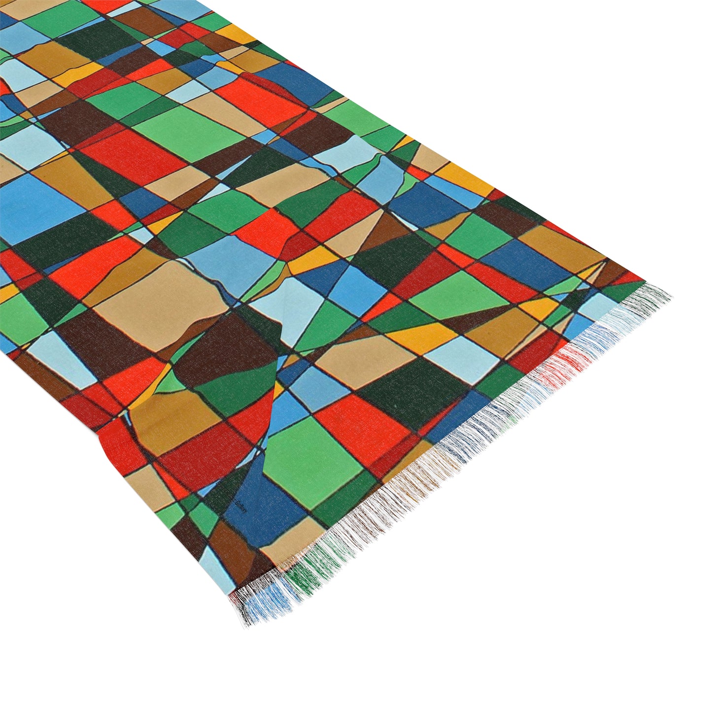 POINCIANA floral scarf —a geometric canopy art scarf depicting the artwork of Dean Crozier