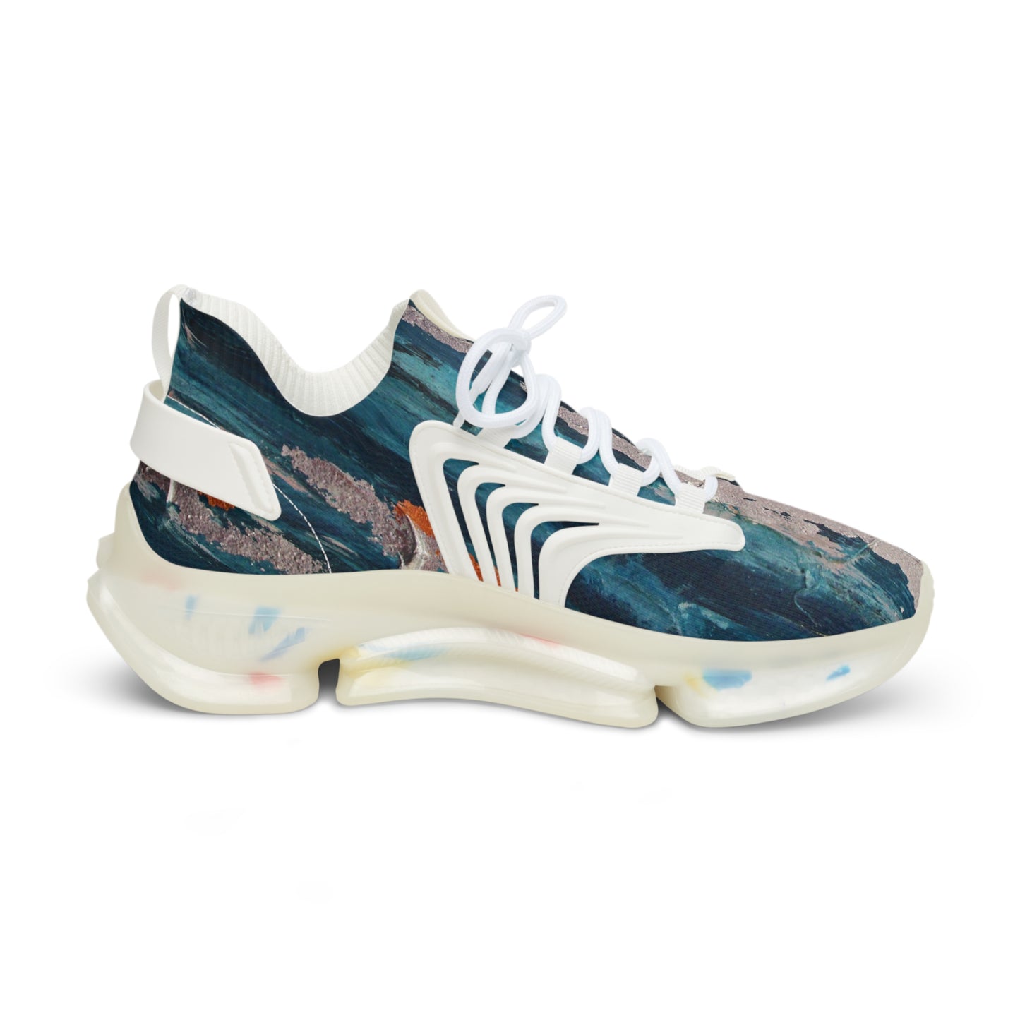 SILVER STREAK a blue & silver abstract mesh sneakers — electric streaks blend with this statement men's sneaker.
