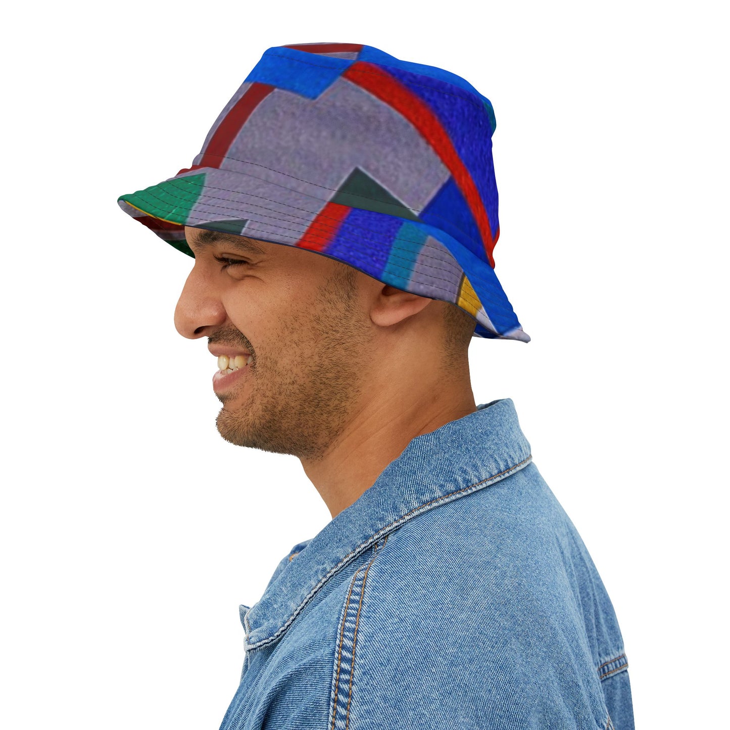 Abstract Colour block Bucket Hat — Bold Geometric Streetwear by artist Dean Crozier