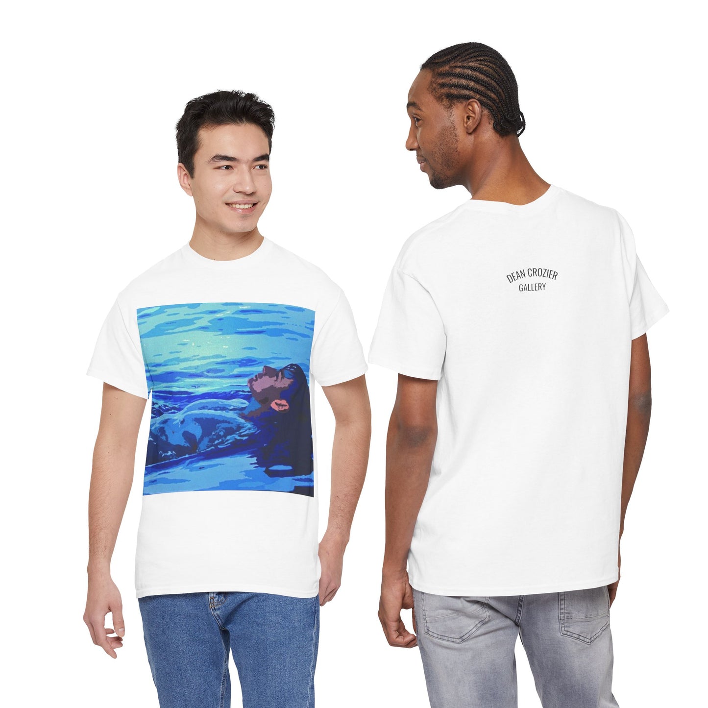 REPOSE - WATER this T-shirt features a male figure floats on a pool of cool water in this abstract portrait from the Dean Crozier Gallery.