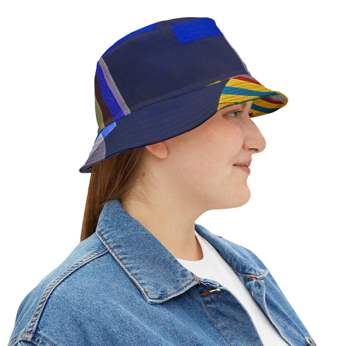 Abstract Colour block Bucket Hat — Bold Geometric Streetwear by artist Dean Crozier
