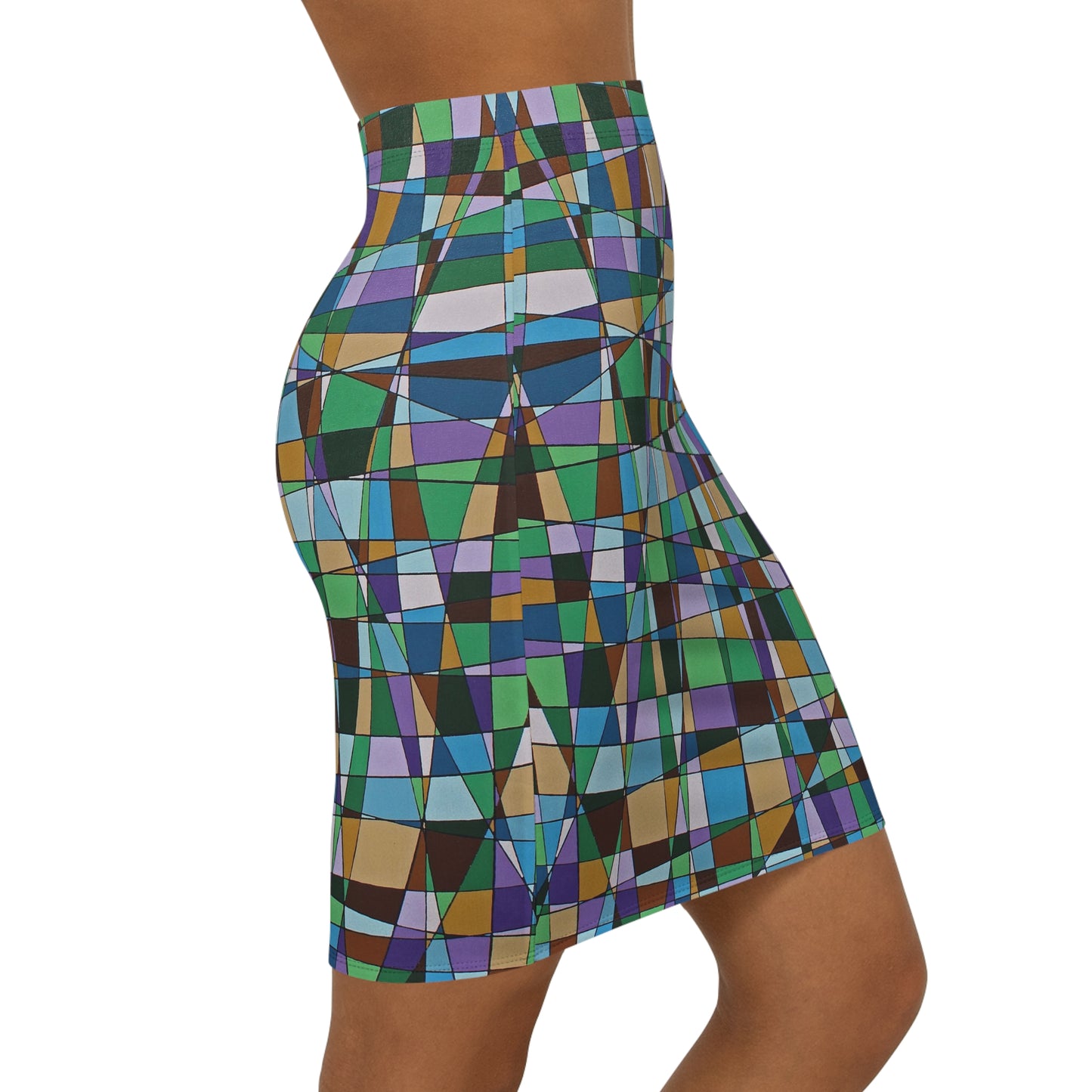 JACARANDA bloom geometric Pencil Skirt — a geometric floral spring print by abstract artist Dean Crozier