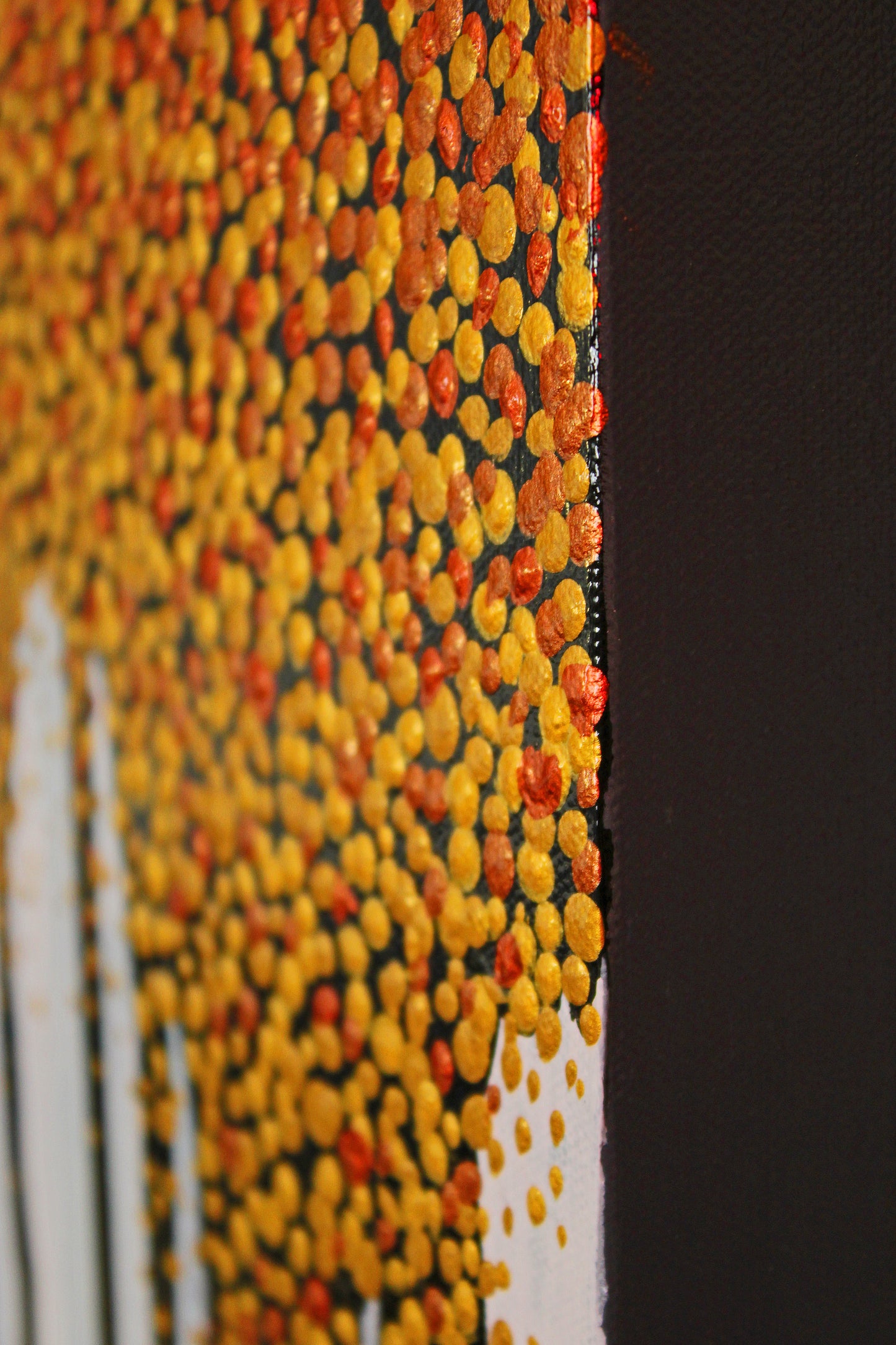 ABSCISSION 1 The quiet & gentle fall of golden leaves in autumn. A modern abstract landscape artwork.