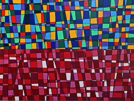 ANGER RISING the balance of suppressed rage and exterior calm. A geometric abstract artwork.