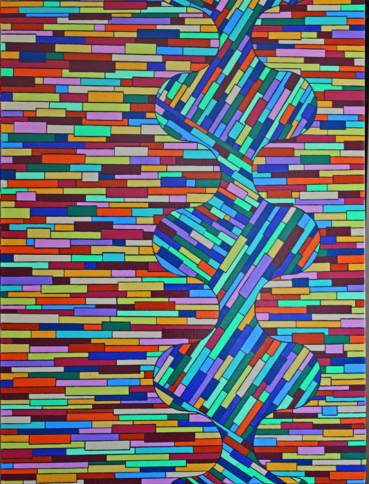 ANXIETY 2 A wave of anxiety floating through an otherwise ordered mind. A geometric abstract artwork.