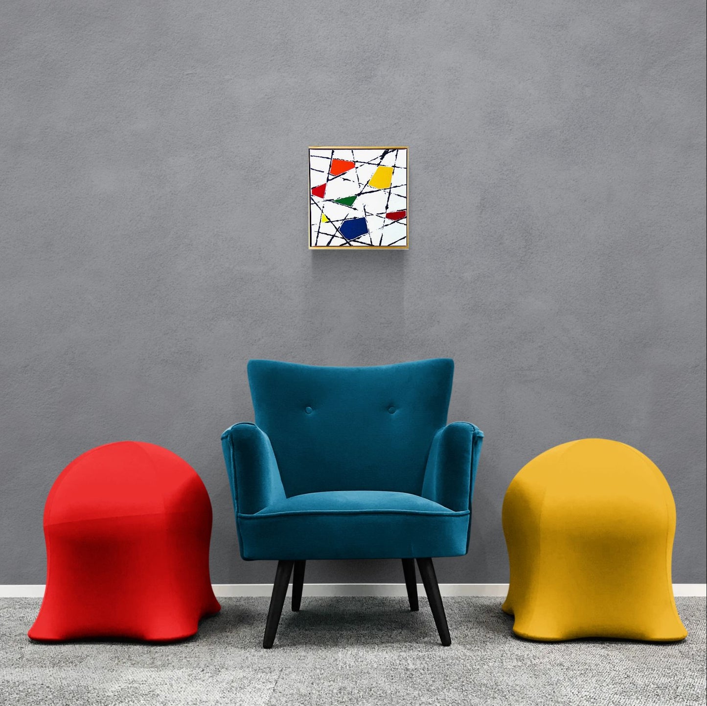 STRING THEORY 3 is an abstract painting with a clean fresh and colourful abstract design.