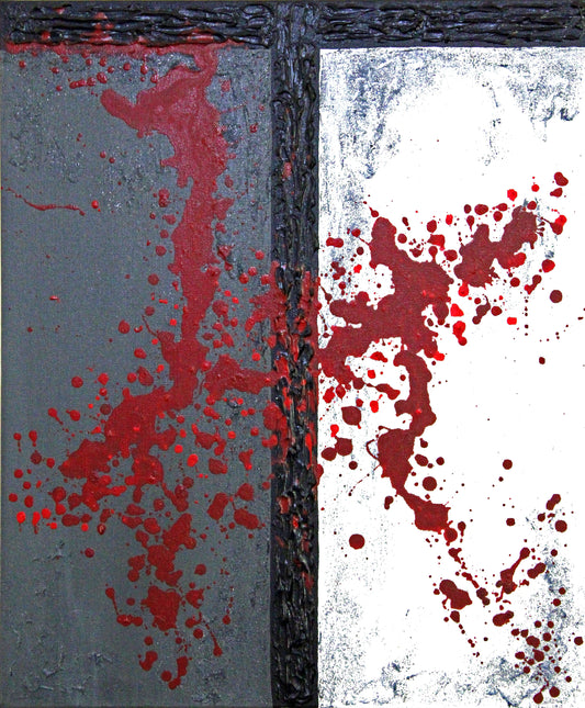 BLOOD LUST 1 Hate and spilt blood in the guise of religion. An original abstract artwork.