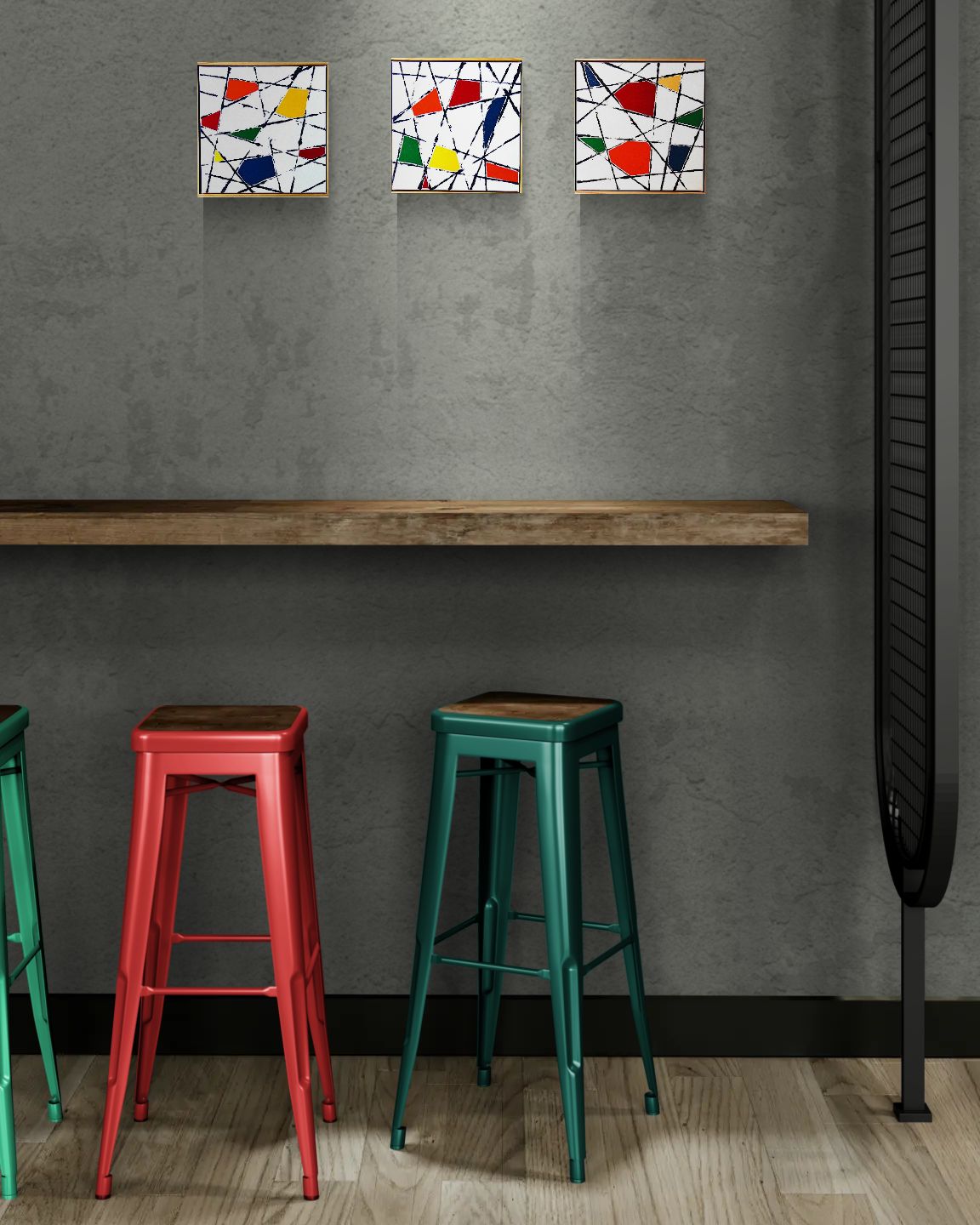 STRING THEORY 3 is an abstract painting with a clean fresh and colourful abstract design.