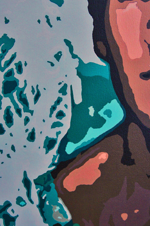 ENCOUNTERS #1 ALEX THROUGH THE BROKEN GLASS An abstract portrait of a young man seen through broken blue‑green glass. ‘Alex through the Broken Glass’ by Australian artist Dean Crozier explores memory, emotion and fading love in the ENCOUNTERS series.”