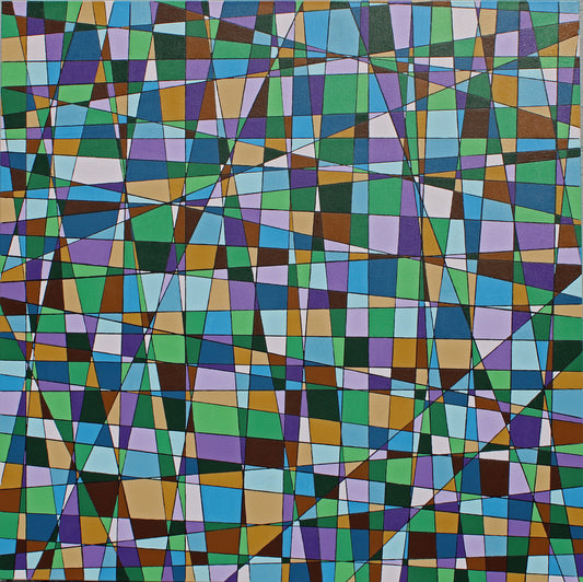 JACARANDA a geometric abstract representation of a glorious jacaranda tree in bloom.