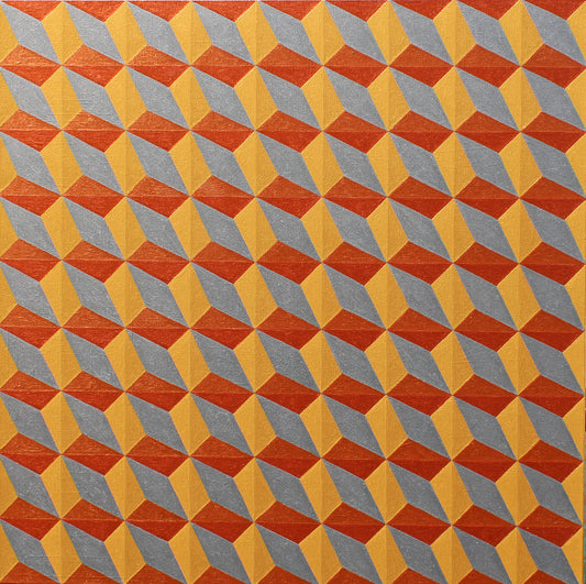 OPTICS 2  metalic paints shimmer over this optical geometric painting.