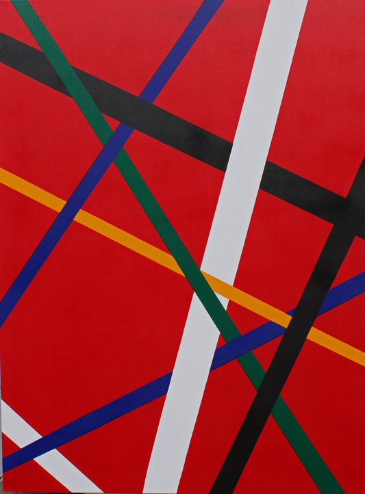 RED a geometric abstract painting to add colour into any decor
