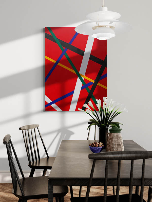 RED a geometric abstract painting to add colour into any decor