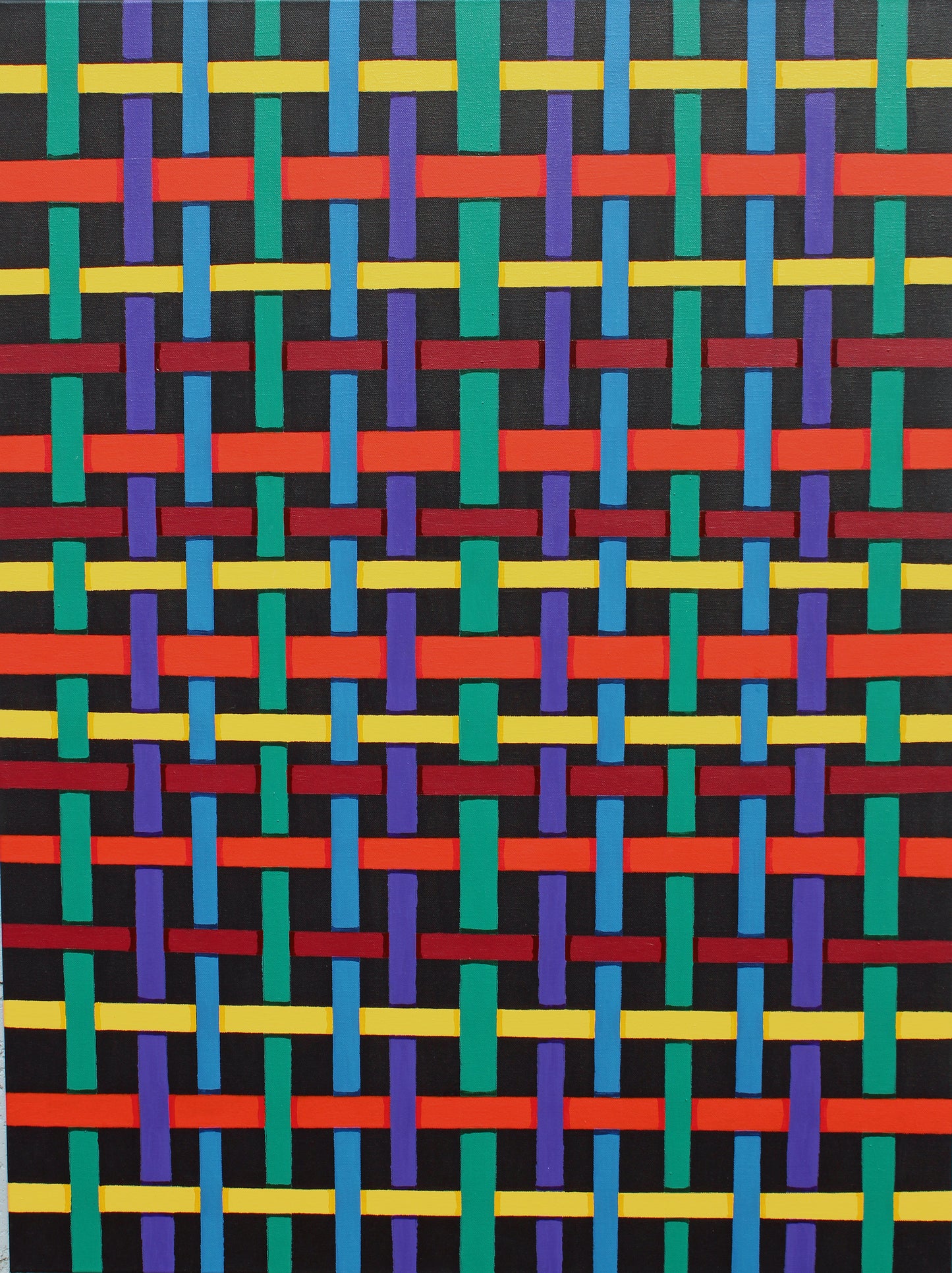 RIBBON ribbons of colour weave across the canvas like a magnified cloth.