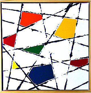 STRING THEORY 3 is an abstract painting with a clean fresh and colourful abstract design.