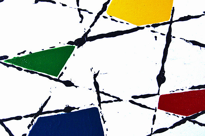 STRING THEORY 3 is an abstract painting with a clean fresh and colourful abstract design.