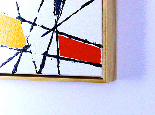 STRING THEORY 5 a geometric painting with bright colour and a fresh white background.