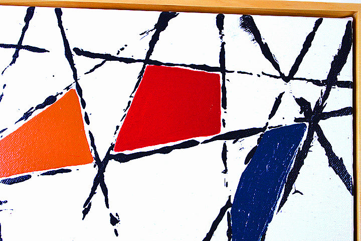 STRING THEORY 5 a geometric painting with bright colour and a fresh white background.