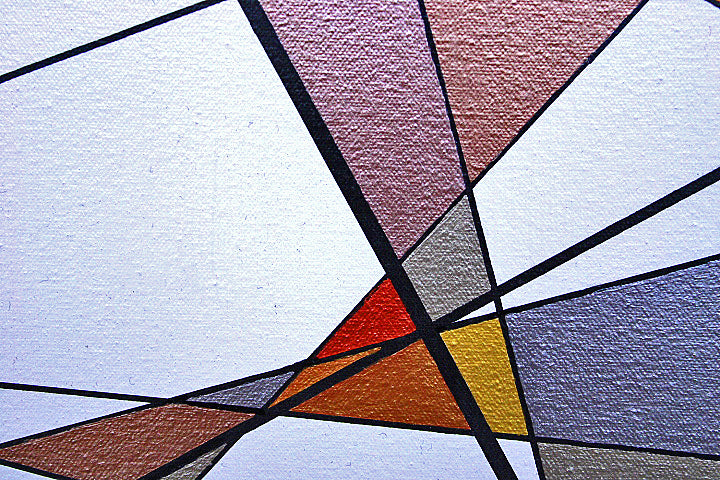 TARNISH 1 Dean Crozier’s geometric abstract painting uses shimmering metallics to reflect on the fading role of physical money—an ideal contemporary Australian artwork for modern art collectors.
