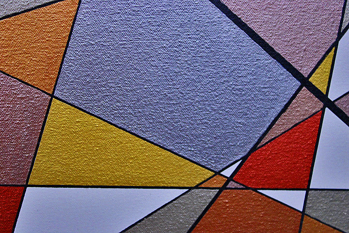 TARNISH 1 Dean Crozier’s geometric abstract painting uses shimmering metallics to reflect on the fading role of physical money—an ideal contemporary Australian artwork for modern art collectors.