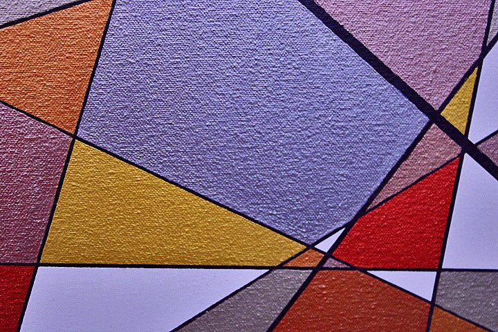 TARNISH 1 Dean Crozier’s geometric abstract painting uses shimmering metallics to reflect on the fading role of physical money—an ideal contemporary Australian artwork for modern art collectors.